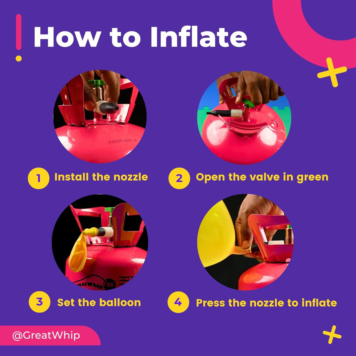 GreatWhip 13L Helium Tank Up To 50 Latex Balloons, 50 Pink Latex Balloons And Ribbons Included. (2