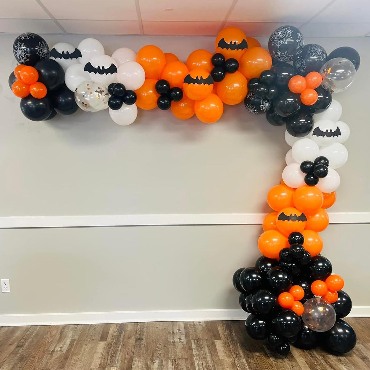 Orange Black White Balloons, 60 Packs 12 Inch Halloween Party Balloons, Black and Orange Helium