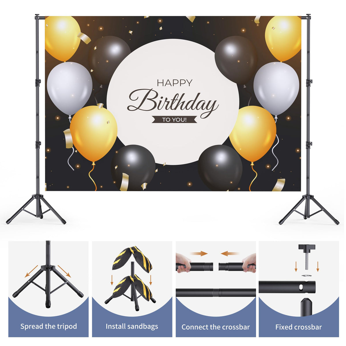 Backdrop Stand 10x7.5ft, Height Adjustable and Width Adjustable Backdrop Stand, Back Drop Stand for