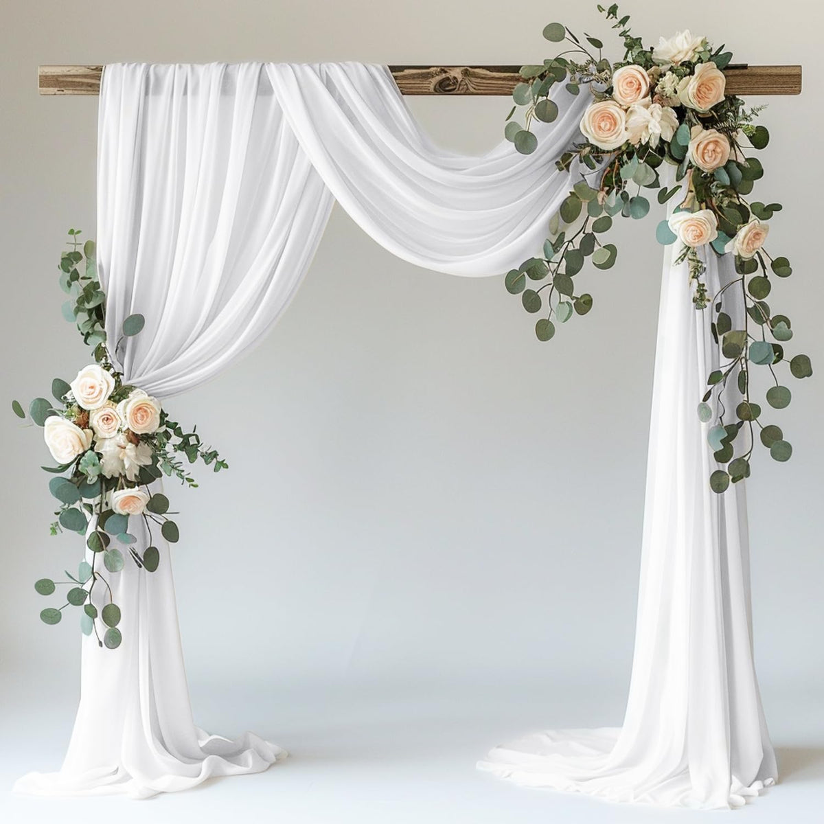 Wokceer White Wedding Arch Draping Fabric Backdrop 28.7" X 20FT Sheer Drapes Fabric for Wedding