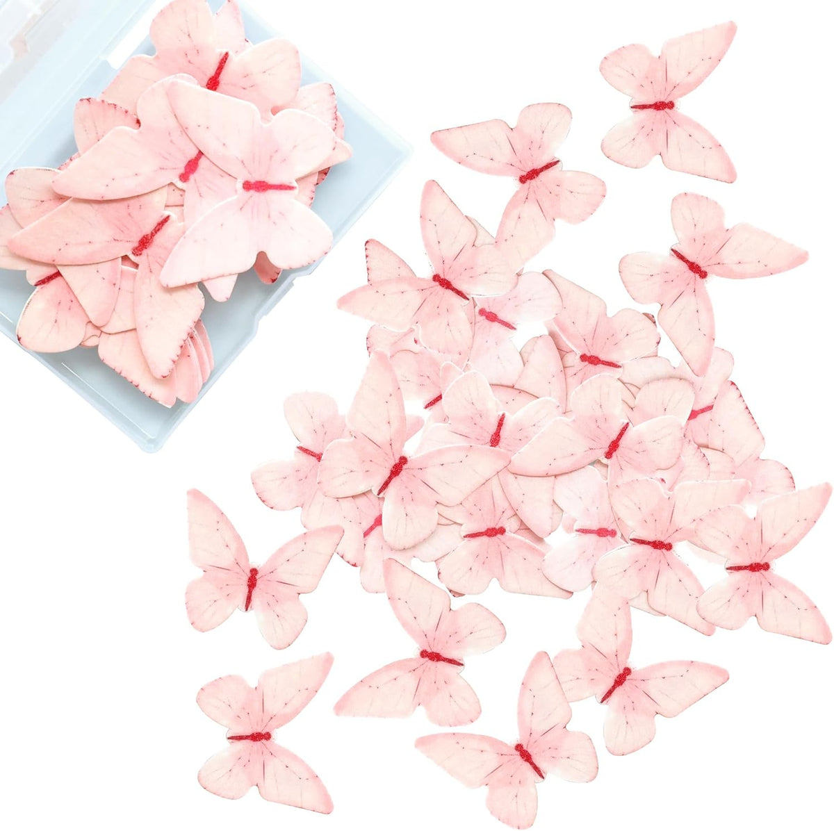 Ephlyn 48Pcs Edible Butterfly Cupcake Toppers Butterfly Cupcake Picks Edible Spring Cupcake