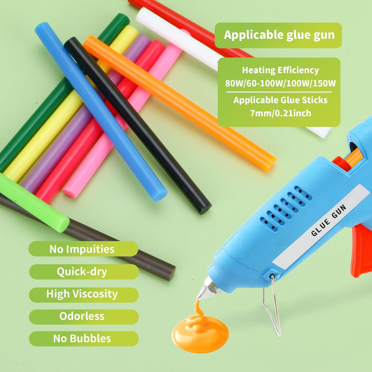 MATUFF Colored Hot Glue Sticks Mini 0.27" x 4" Most Popular 12 Colors EVA Hot Melt Adhesive Mini