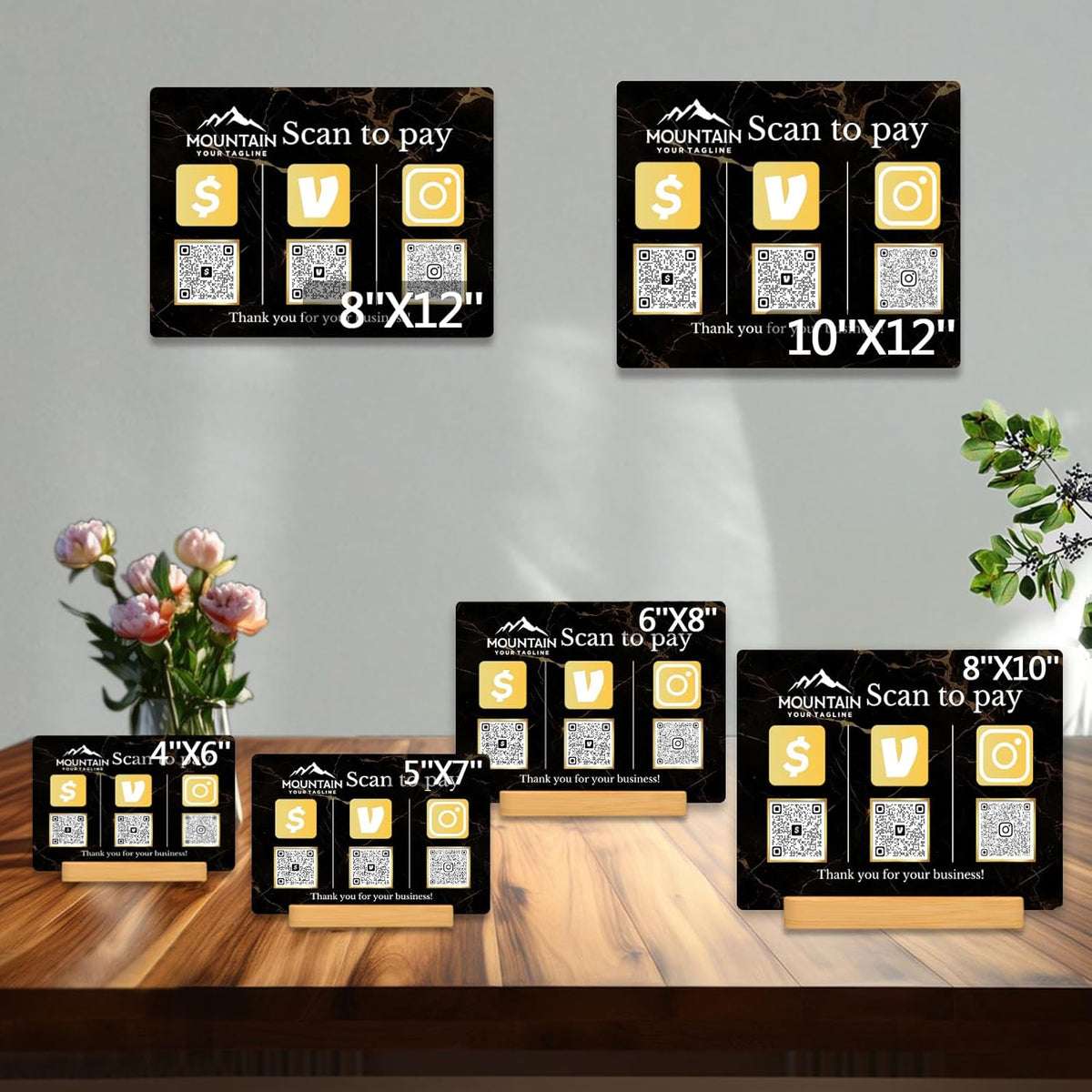 Personalized Custom Metal QR Code Sign Venmo Cashapp Scan to Pay with Stand Instagram Facebook