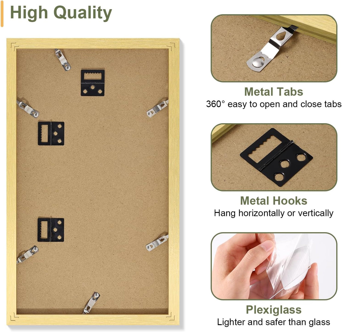 Vittanly 8x14 Picture Frames Collage, Displays 3Pcs 4x6 Pictures with Mat, Collage Picture Frame