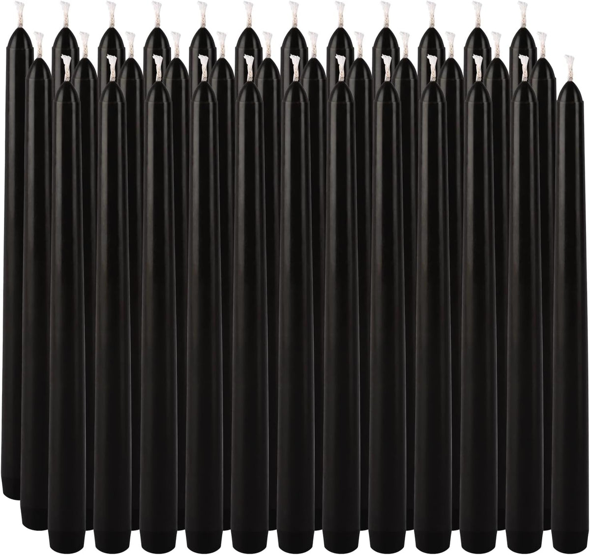 36-Pack 10-Inch Black Taper Candles - Drip-Free Unscented, Long Burning for Dinner Parties