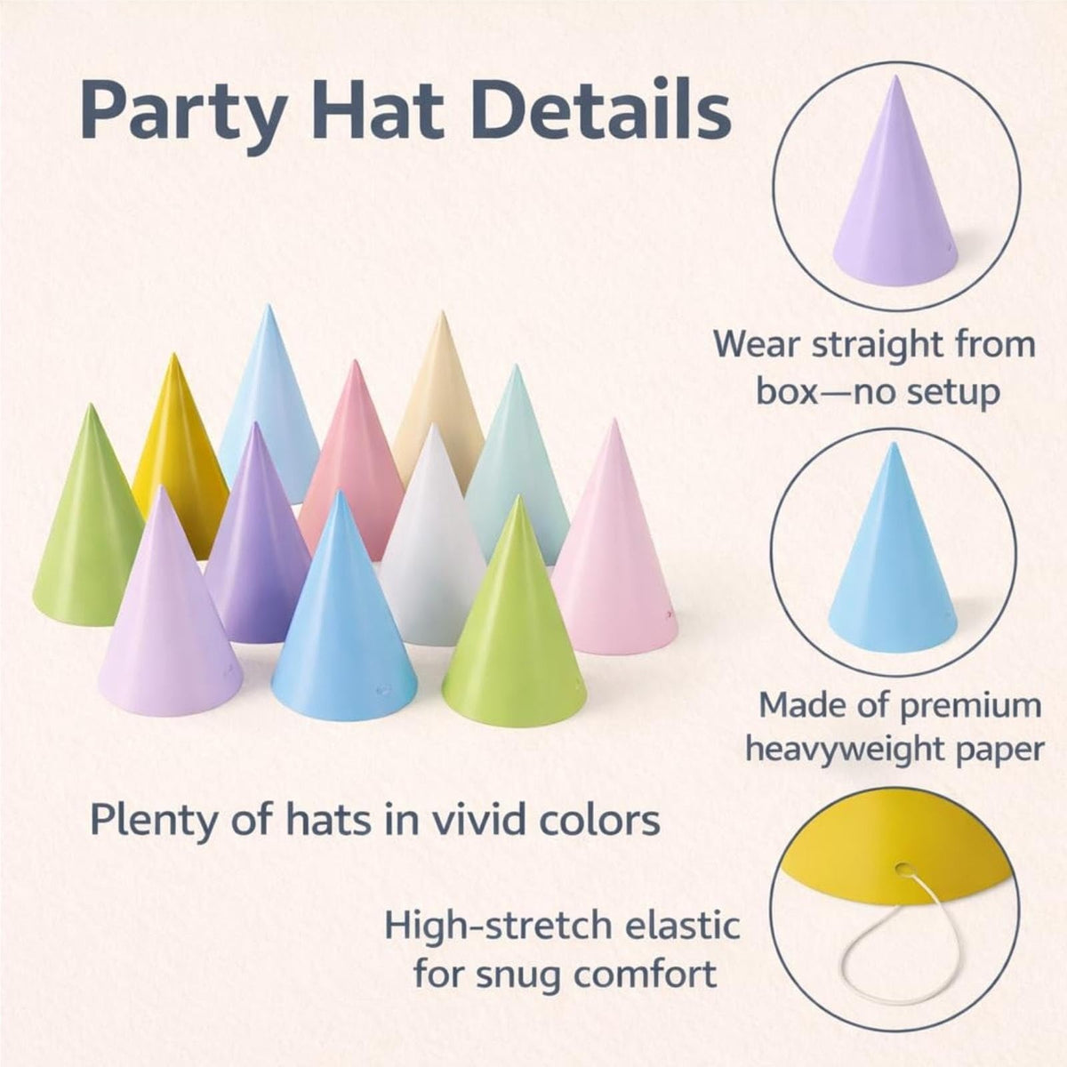 Fvumhlaoog 24PCS Pre-Assembled Rainbow Party Hats for Adults & Parties