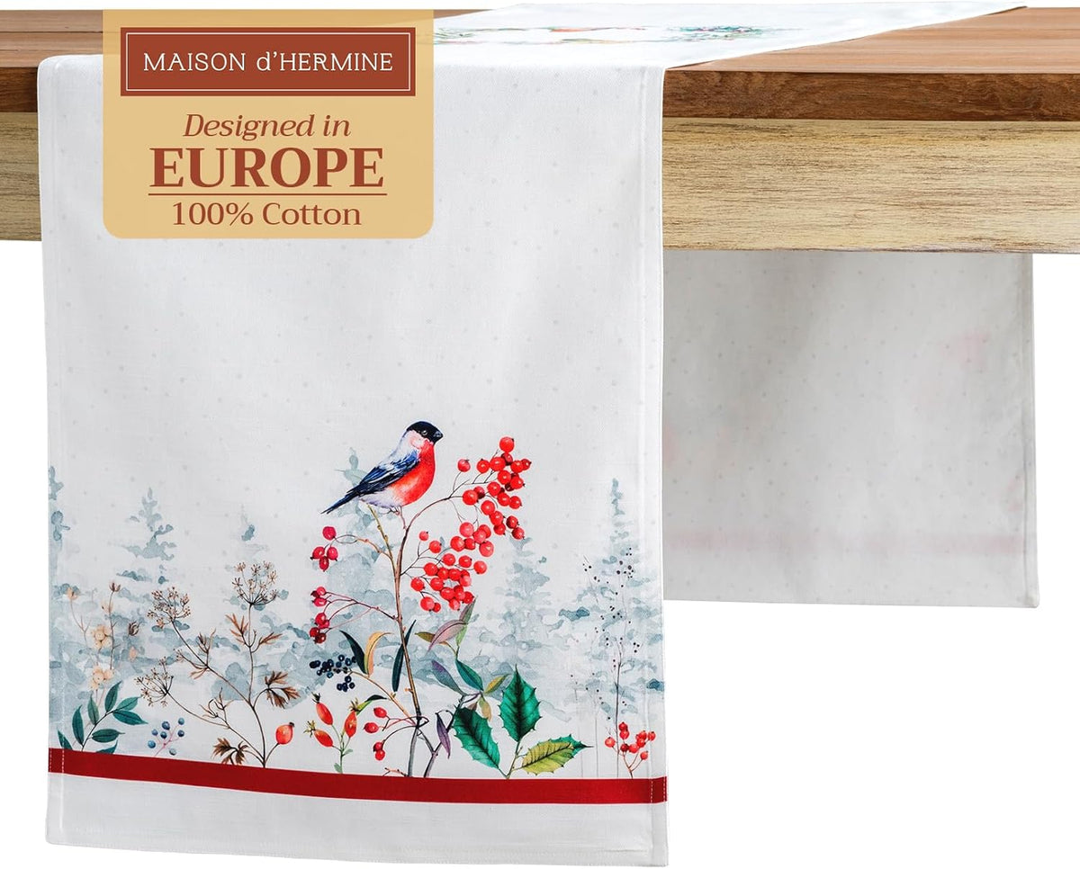 Maison d' Hermine Table Runner 100% Cotton Double Layer Table Runners 108 inches Long Decorative