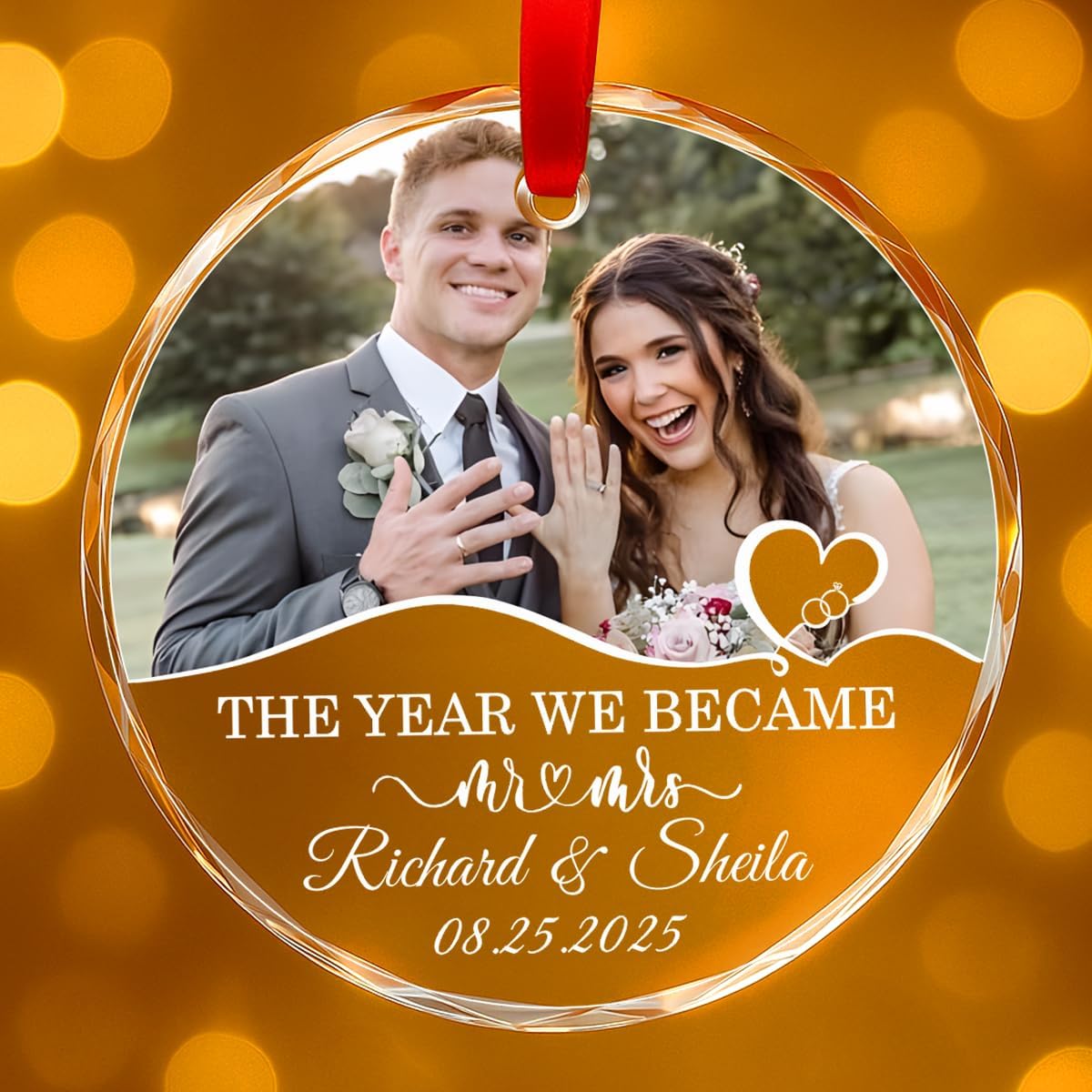 Personalized Christmas Ornaments with Names, Couple Glass Ornament, Custom Wedding Gifts for