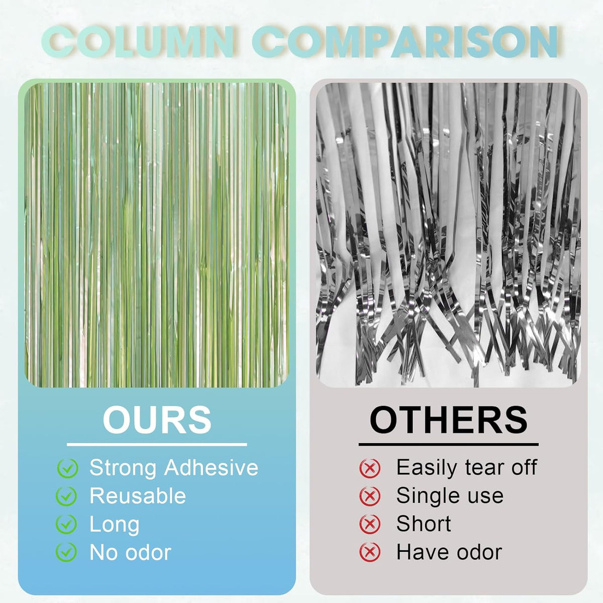 3 Pack 3.3 x 8.2 ft Sage Green Foil Fringe Backdrop Curtains, Tinsel Streamers Party Decorations