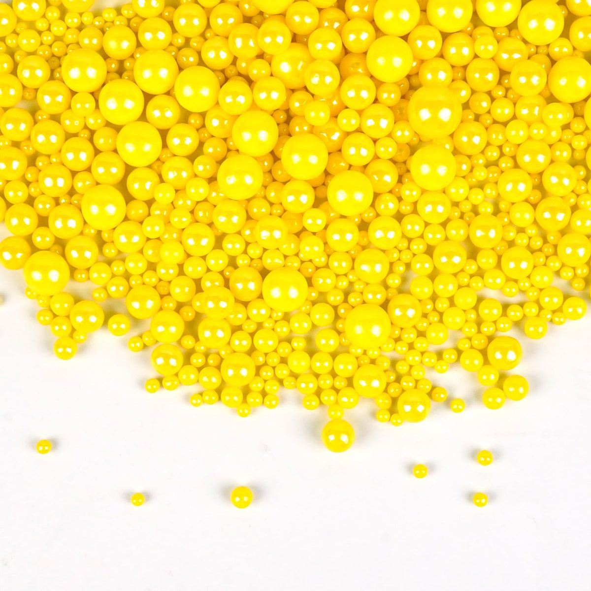 Yellow Pearl Sprinkles, Edible Sugar Pearls for Cake Decorating, 180g/6.35oz, Mix Size, Cake