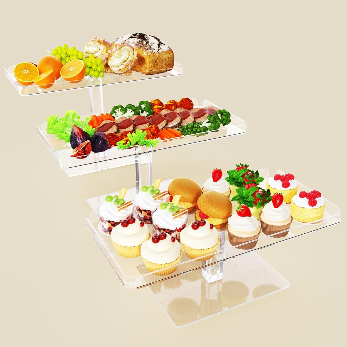 Dessert Cupcake Stand, 3 Set Acrylic Tiered Serving Tray for Dessert Table Display, Cup Cake Holder