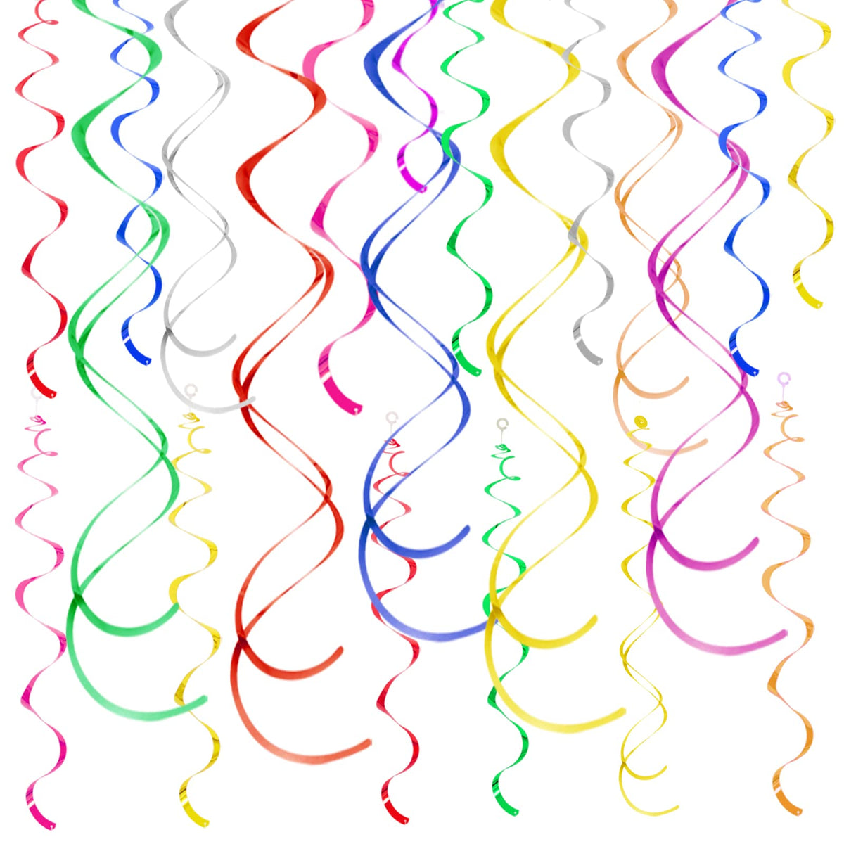 Colorful Ceiling Swirl Foil Decorations Hanging Plastic Streamer Themed Swirl Party Decoration for