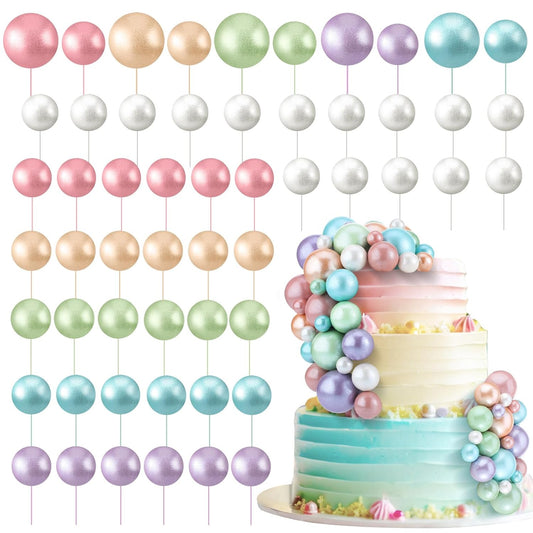 108 Pcs Balls Cake Topper DIY Cupcake Insert Foam Balloons for Cake Baking Wedding Anniversary