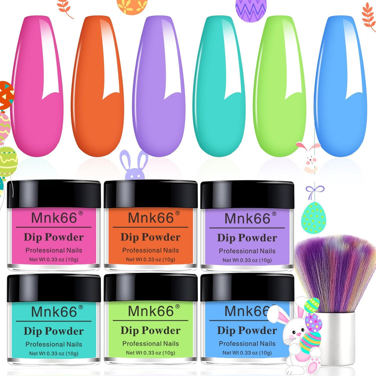 Neon Dip Powder Set, 6 Colors - Glossy Nail Art Manicure DIY Salon Home Gift for Ladies