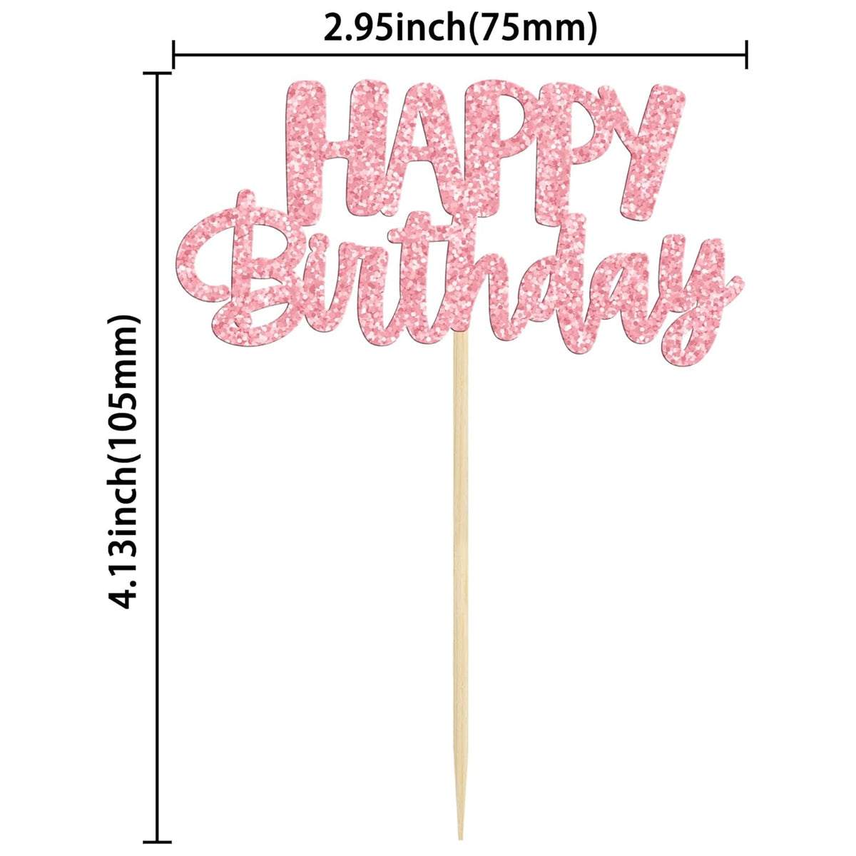 Gyufise 24Pcs Happy Birthday Cupcake Toppers Glitter Birthday Cupcake Food Picks for Celebrating
