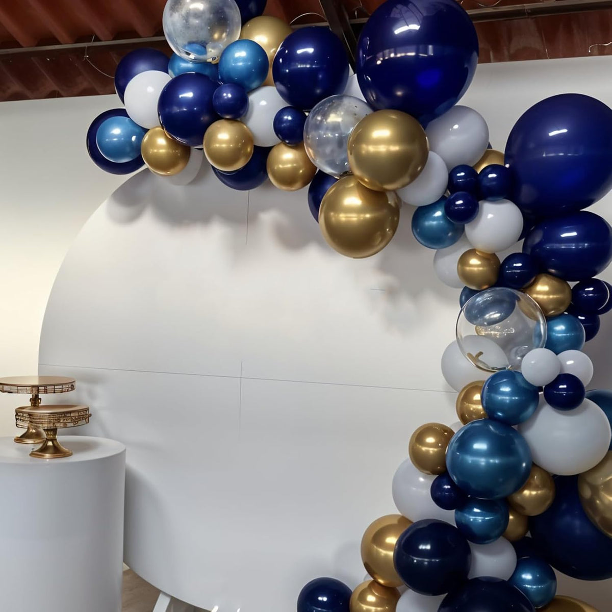 Blue and Gold Balloons, 50pcs Metallic Blue Gold Balloons, Navy Macaron Balloon Confetti Balloon