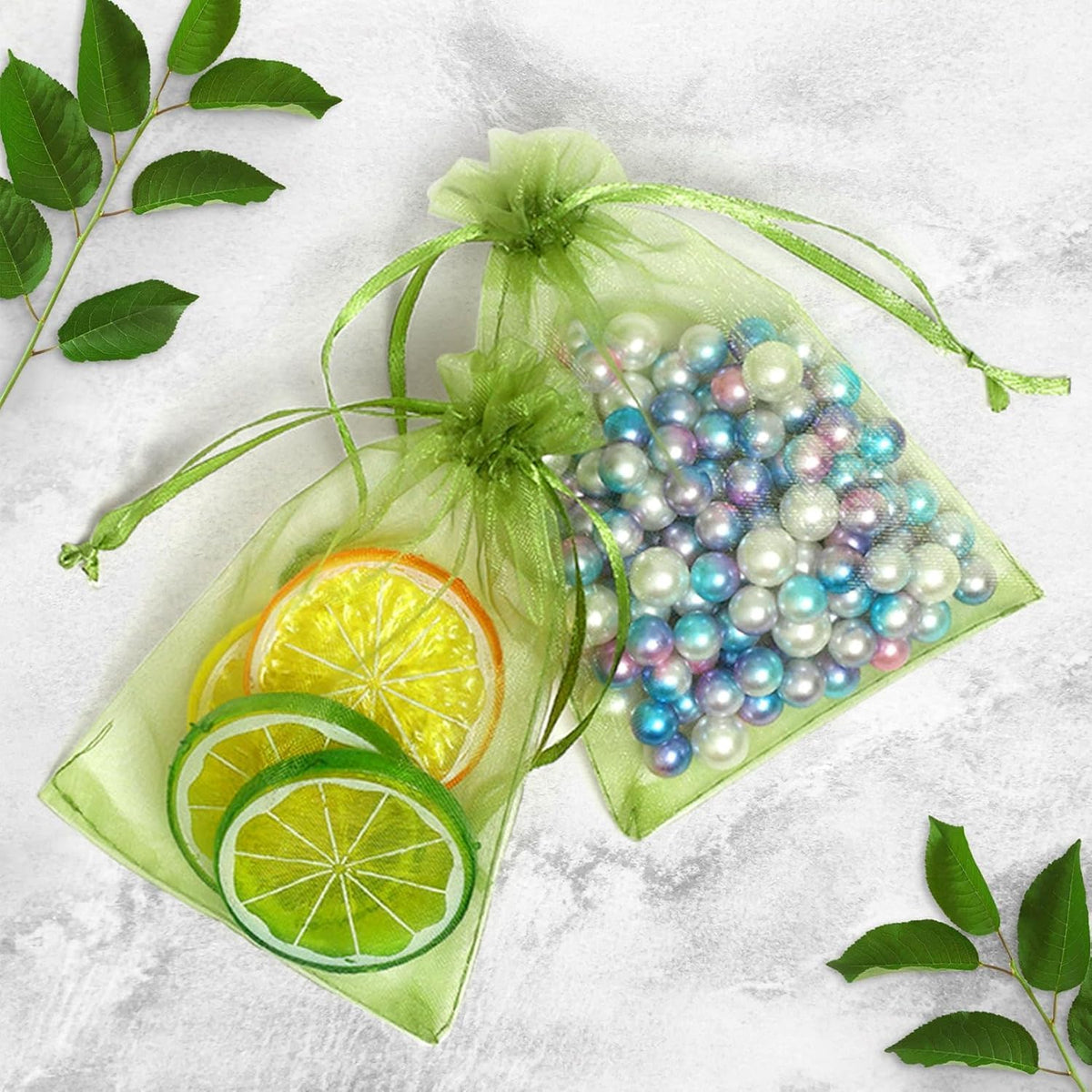 ANZNKU 50 Pack Multicolor Organza Bags 4 x 6 inch, Small Mesh Bag Drawstring, Organza Gift Bag for