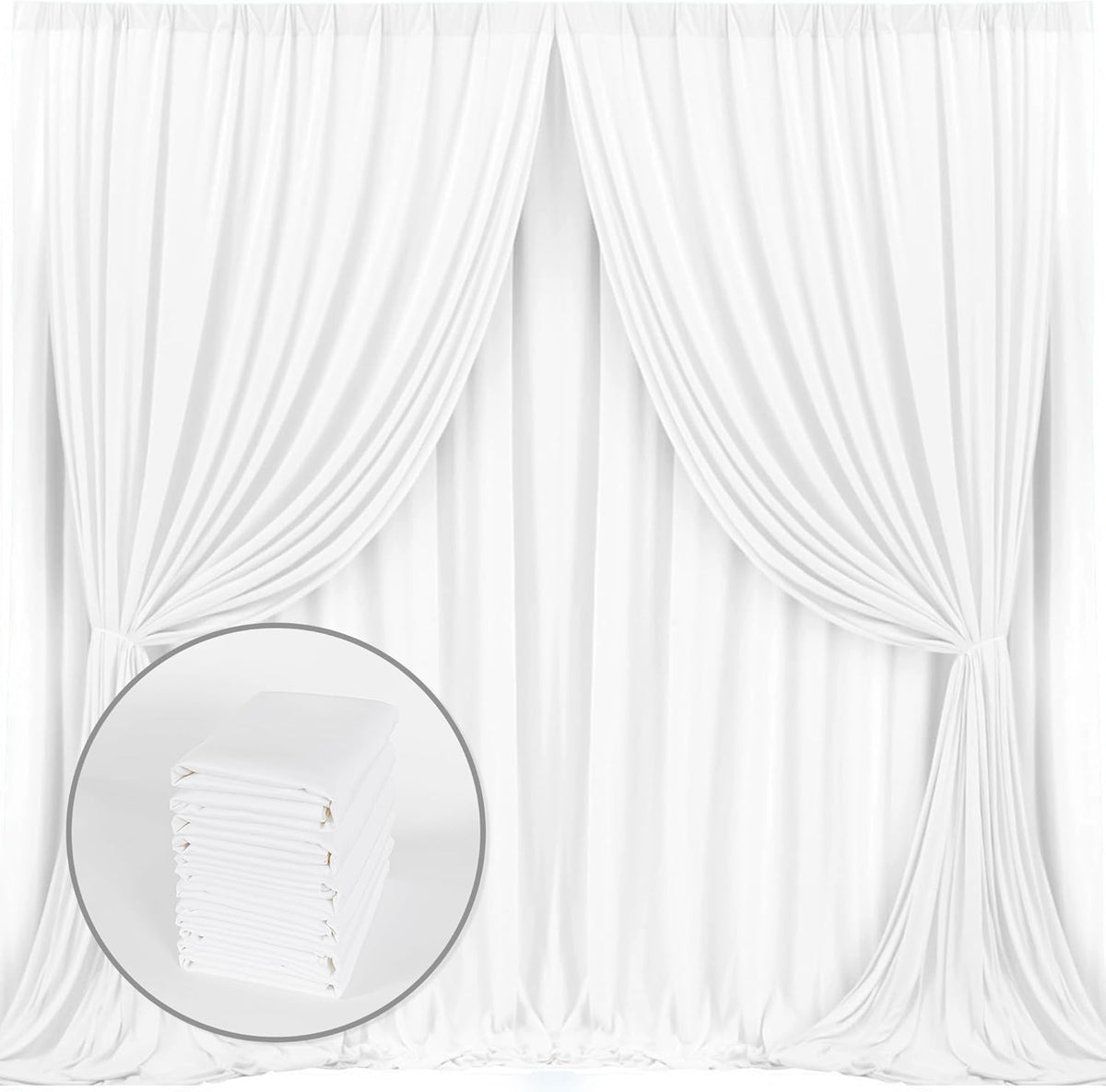 MYSKY HOME White Backdrop Curtain for Wedding Decor Holiday Party 6 Panels- White Wedding Backdrop