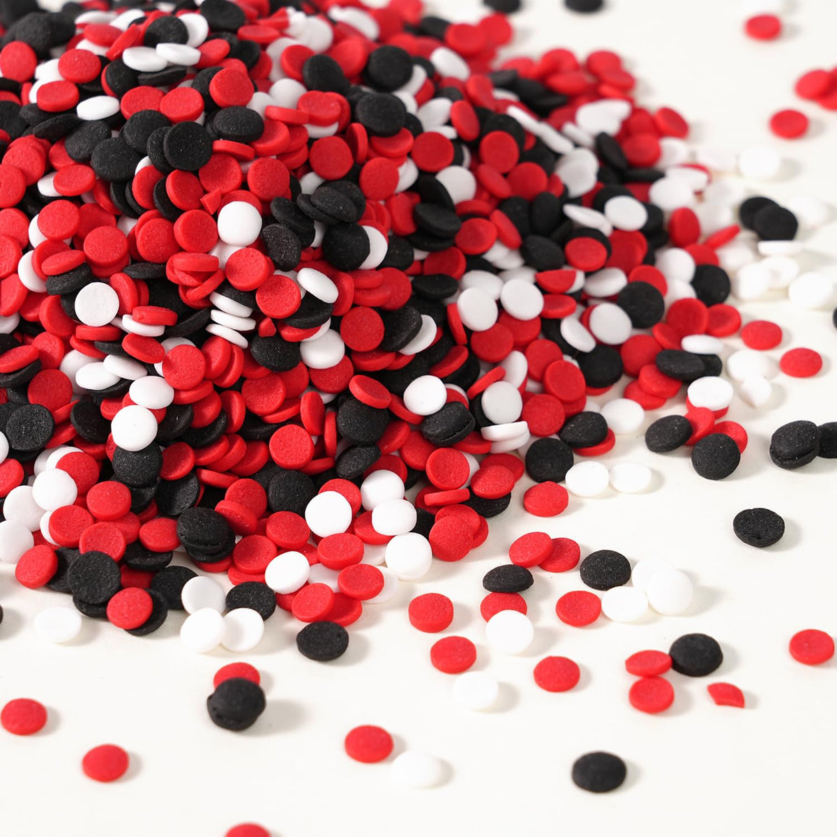 Edible Red and Black White Sprinkles, Confetti Sprinkles for Cake Decorating, Round Sprinkles for