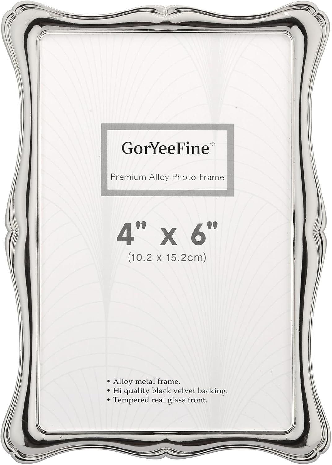 4 x 6'' Premium Alloy Silver Photo Frame - Luxury Display with Real Glass and Velvet Backing,Hi End