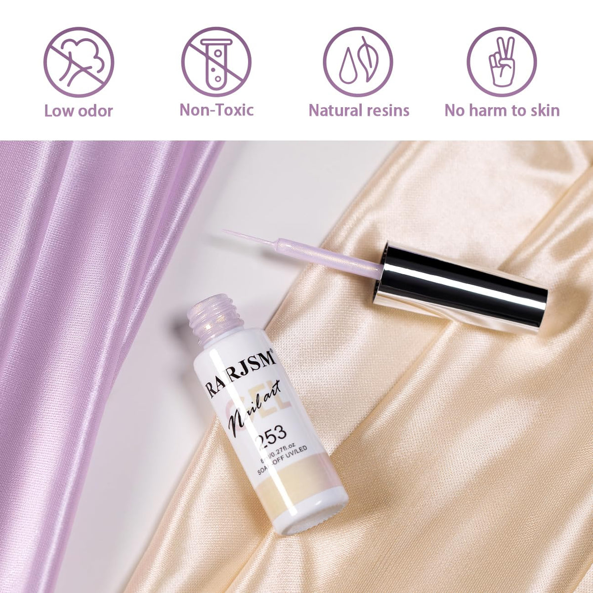 RARJSM Pearl Gold Gel Liner Nail Art Pearlescent Milky Light Purple White Golden Shell Glitter