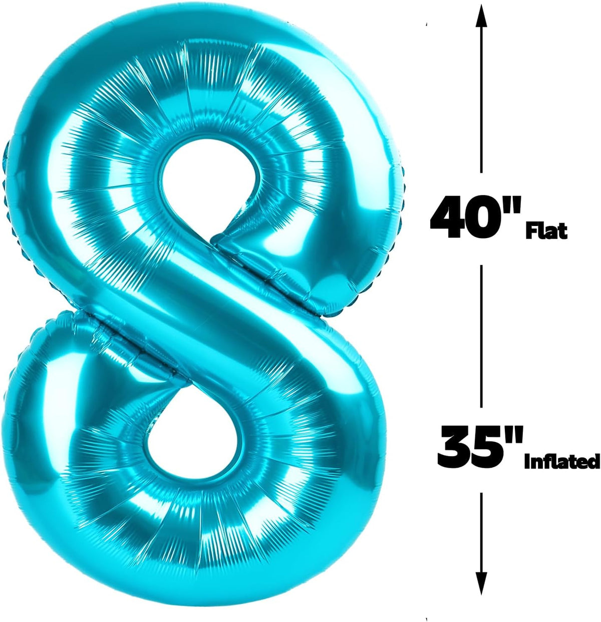 Helium Foil Blue Number 8 Balloon 40 Inch, Mylar Eight Numbers 8 18 28 38 48 58 80 88 Birthday