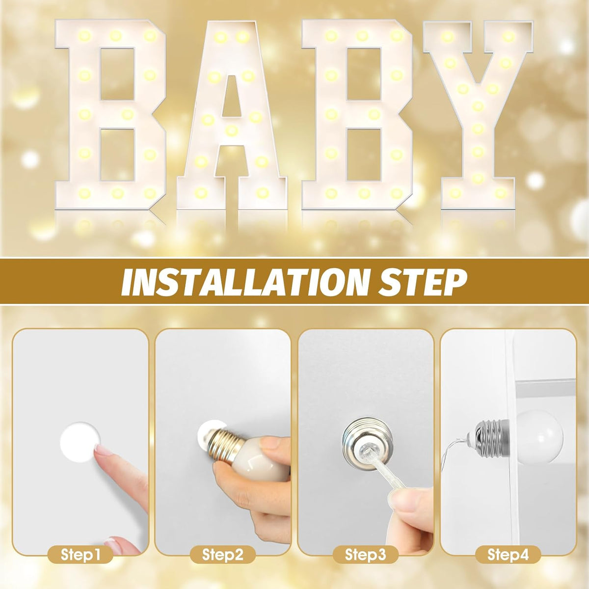 Ledido 4FT Marquee Light Up Letters, Large Light Up Letters for Party Decoration, Marquee Letter