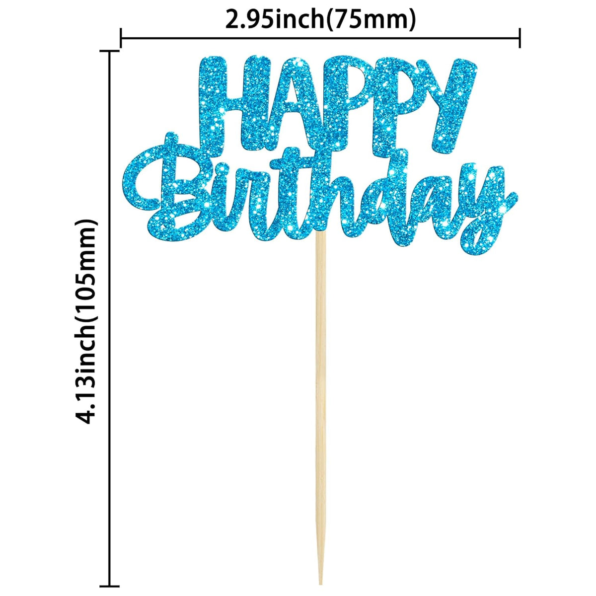 Gyufise 24Pcs Happy Birthday Cupcake Toppers Glitter Birthday Cupcake Food Picks for Celebrating