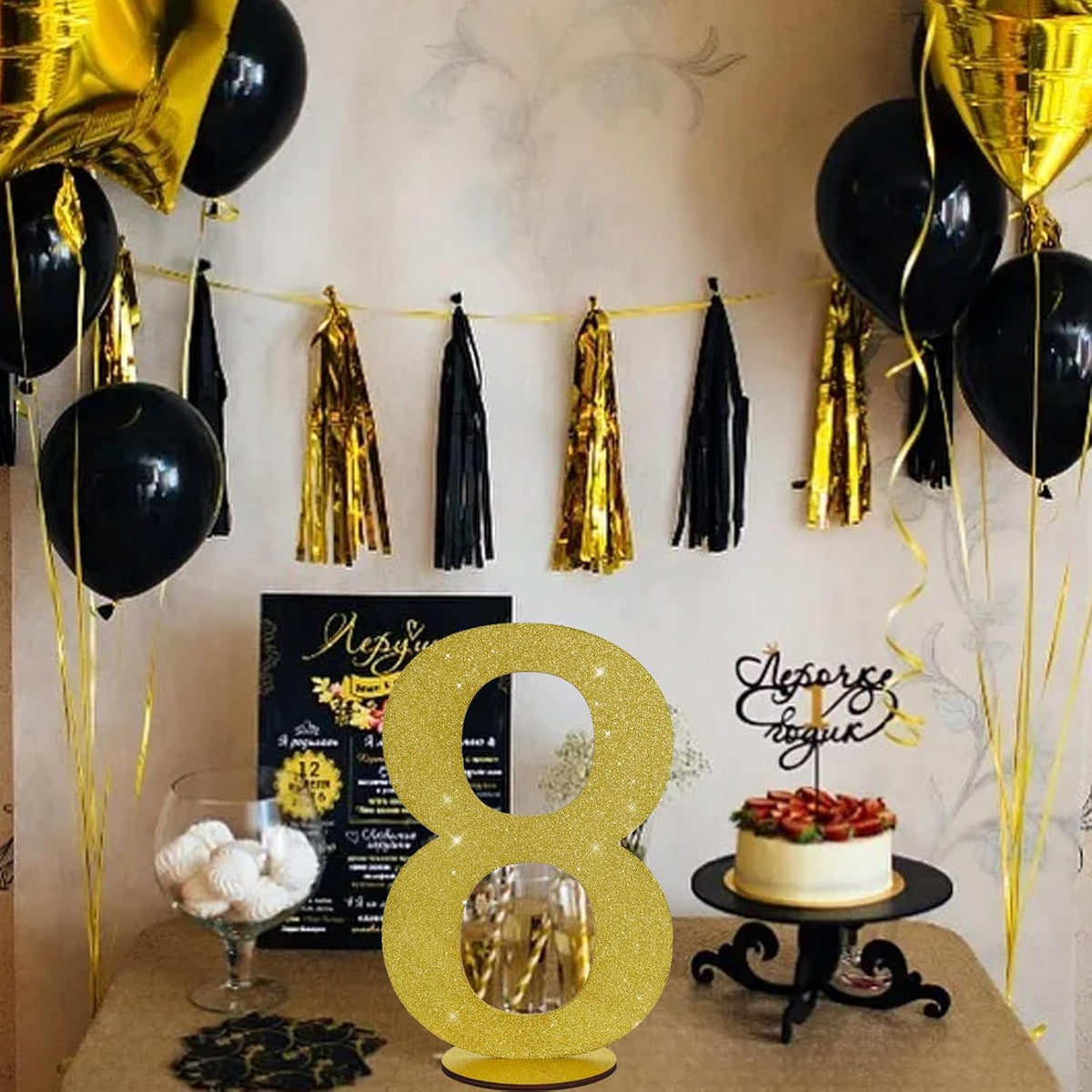 TONIFUL 11.8 Inch Gold Glitter Numbers Table Centerpieces 0-9 Birthday Party Decorations,Shining