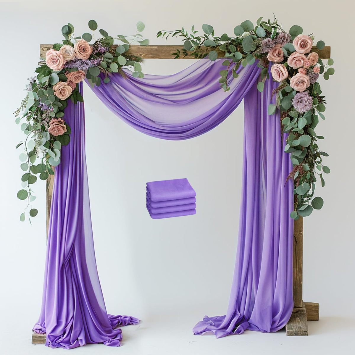 Wokceer Lavender Purple Wedding Arch Draping Fabric Backdrop 4 Panels 28.7" X 20FT Sheer Drapes