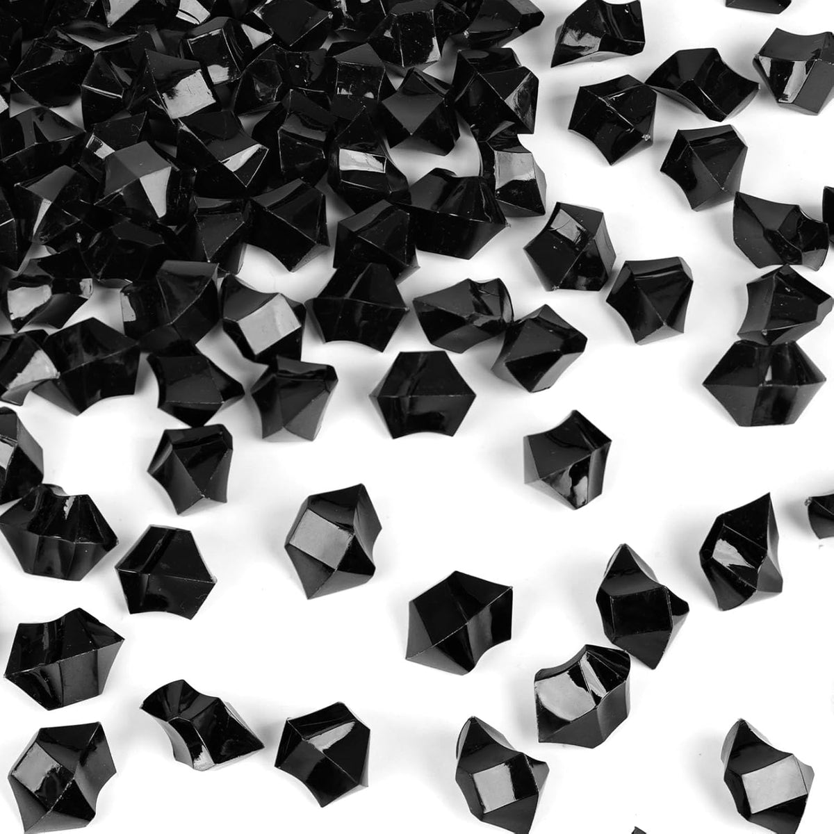 DomeStar Black Fake Ice, 150PCS Acrylic Fake Diamonds, Vase Fillers Black Plastic Gems Marbles for