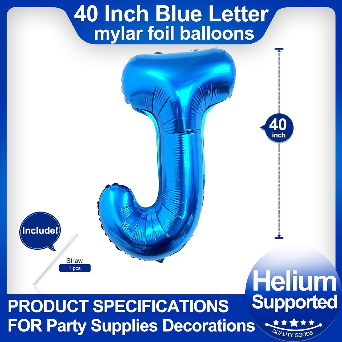40 Inch Blue Letter J Balloons,DIY Phrase Foil Alphabet Letter J Balloons DIY Word J Banner for