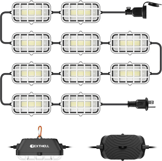 100FT LED Construction String Lights, 150W Super Bright 15000LM Plug in Linkable String Work