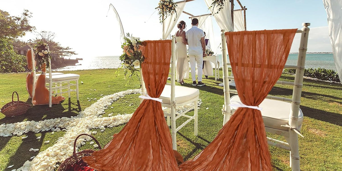 50 PCS Cheesecloth Chair Sashes, Bows Designed ChairSashes, 15.7x108 inch Chair Sashes for Aisle