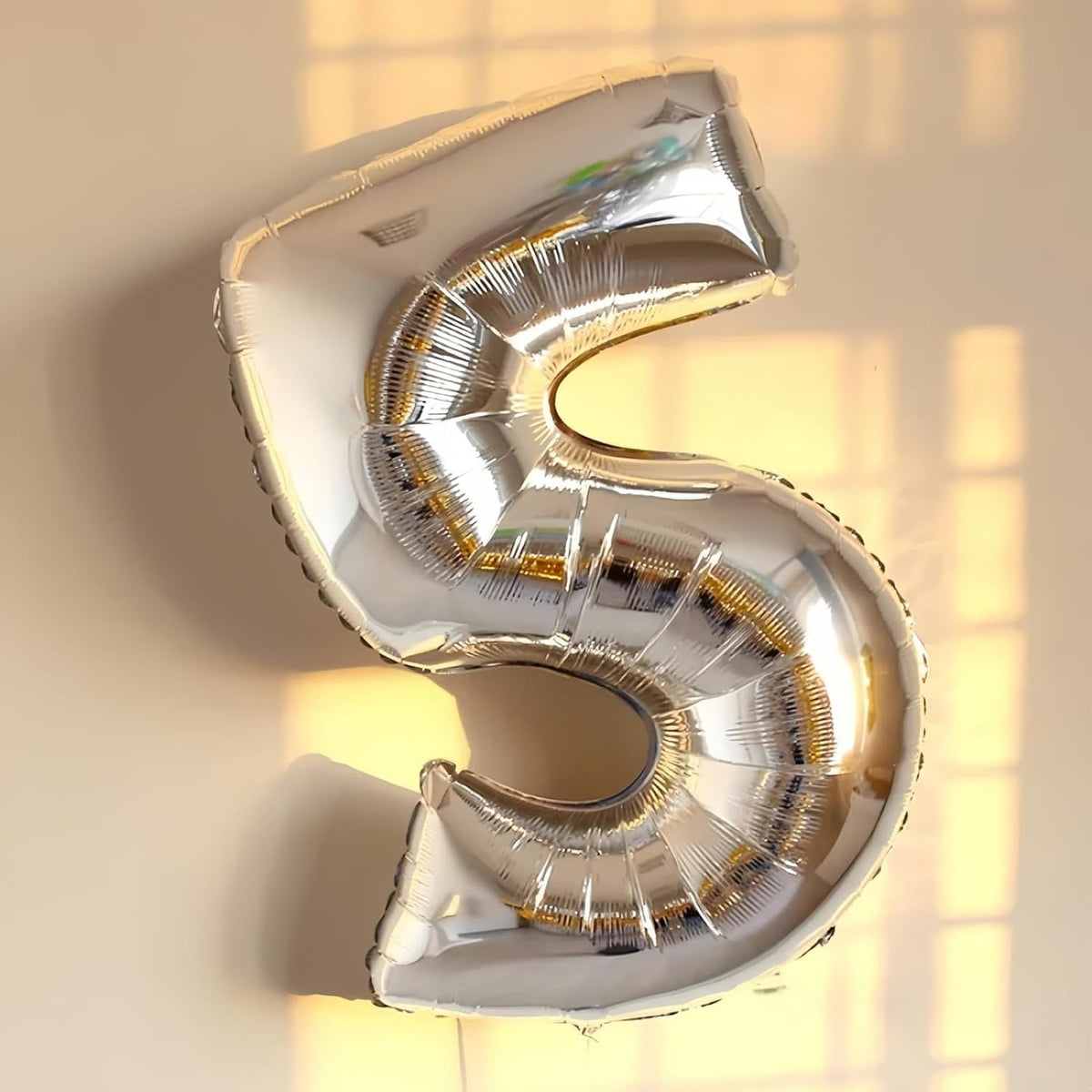Silver Foil Balloon Number 8 for Boys, 40'' Giant Self Inflating Number Balloons Set 0-9 for Girls