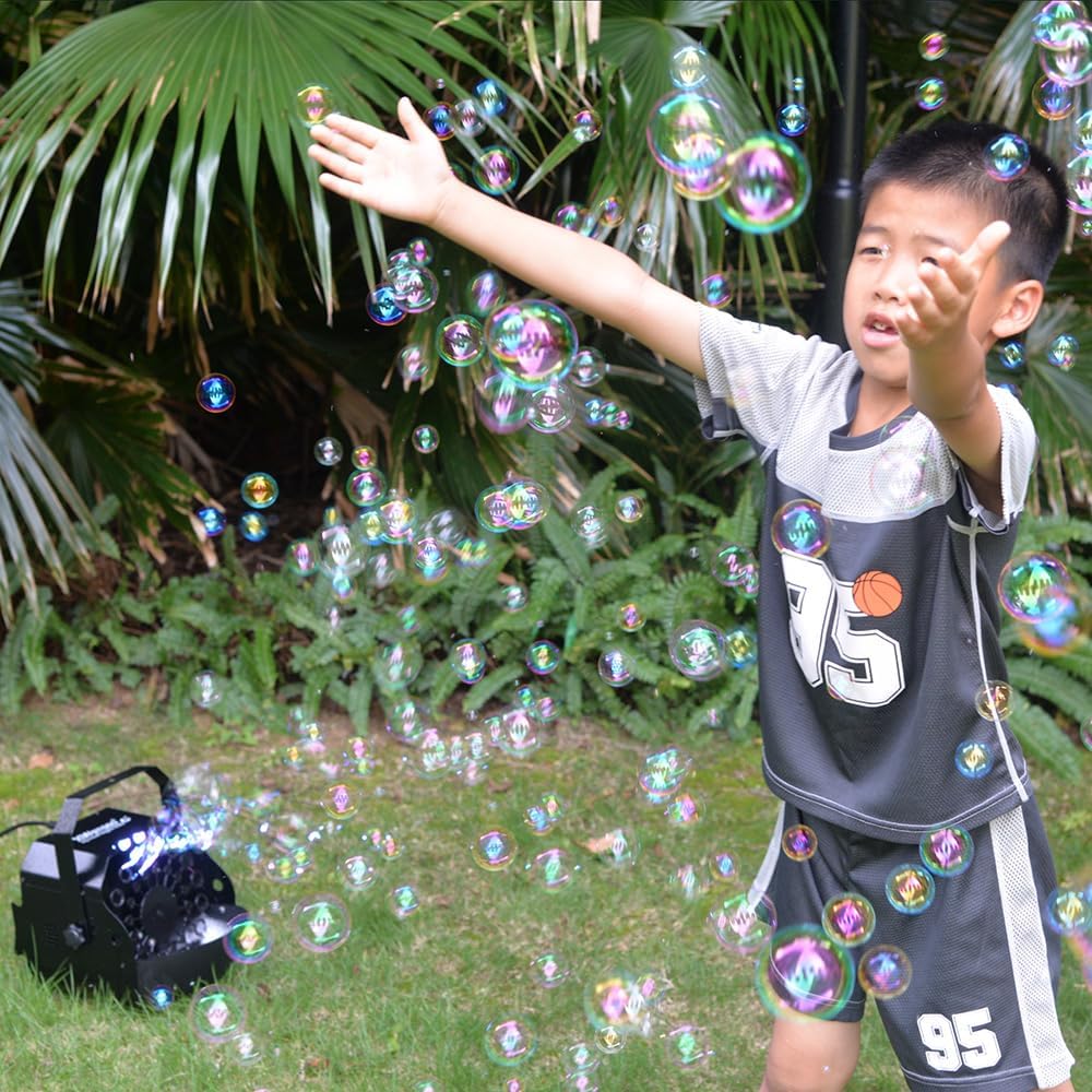 Stage Bubble Machine with Lights, Wireless Remote - Perfect for Weddings, Commercial Performances