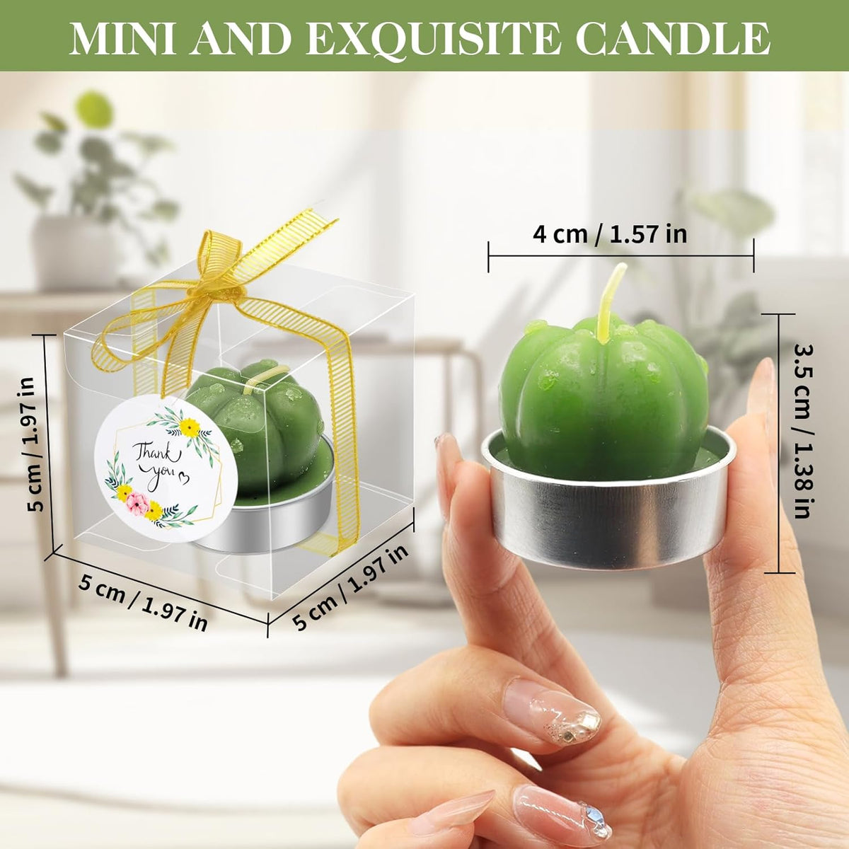 AZEAM 36 Pcs Succulent Candles Party Favors, Bulk Cactus Table Decor for Guests, Mini Tiny Handmade