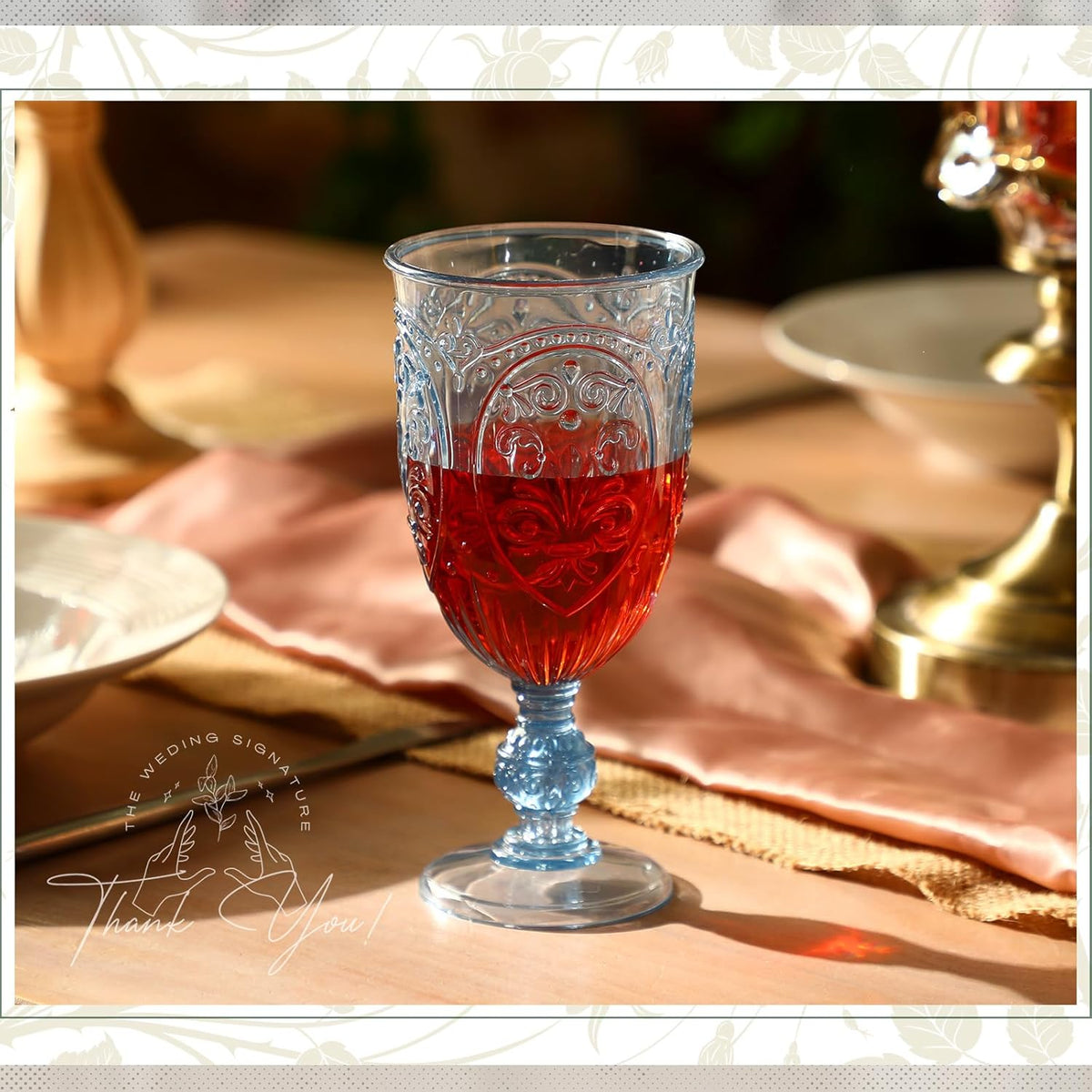 36 Pack Plastic Goblets 10oz Upgrade Vintage Water Goblet Plastic Wine Glasses Colored Retro