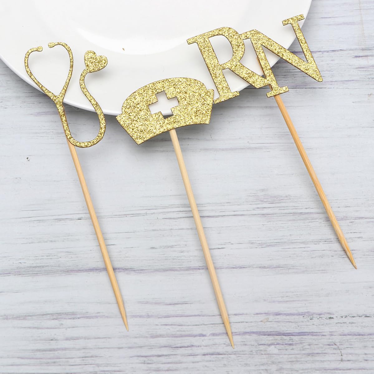 Cupcakes Cupcake Topper 24pcs Cupcake Toppers for Rn Themed Graduation Party Supplies Golden