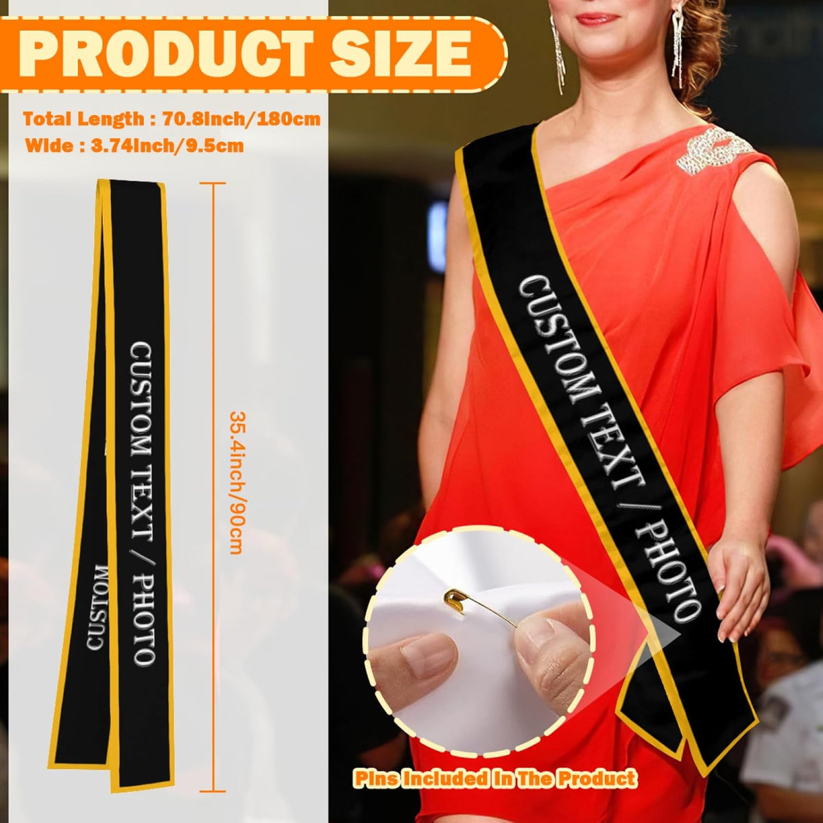Custom Sash,Personalized Birthday Sash with Text Photo,Customized Bachelorette Sash Quote Sash