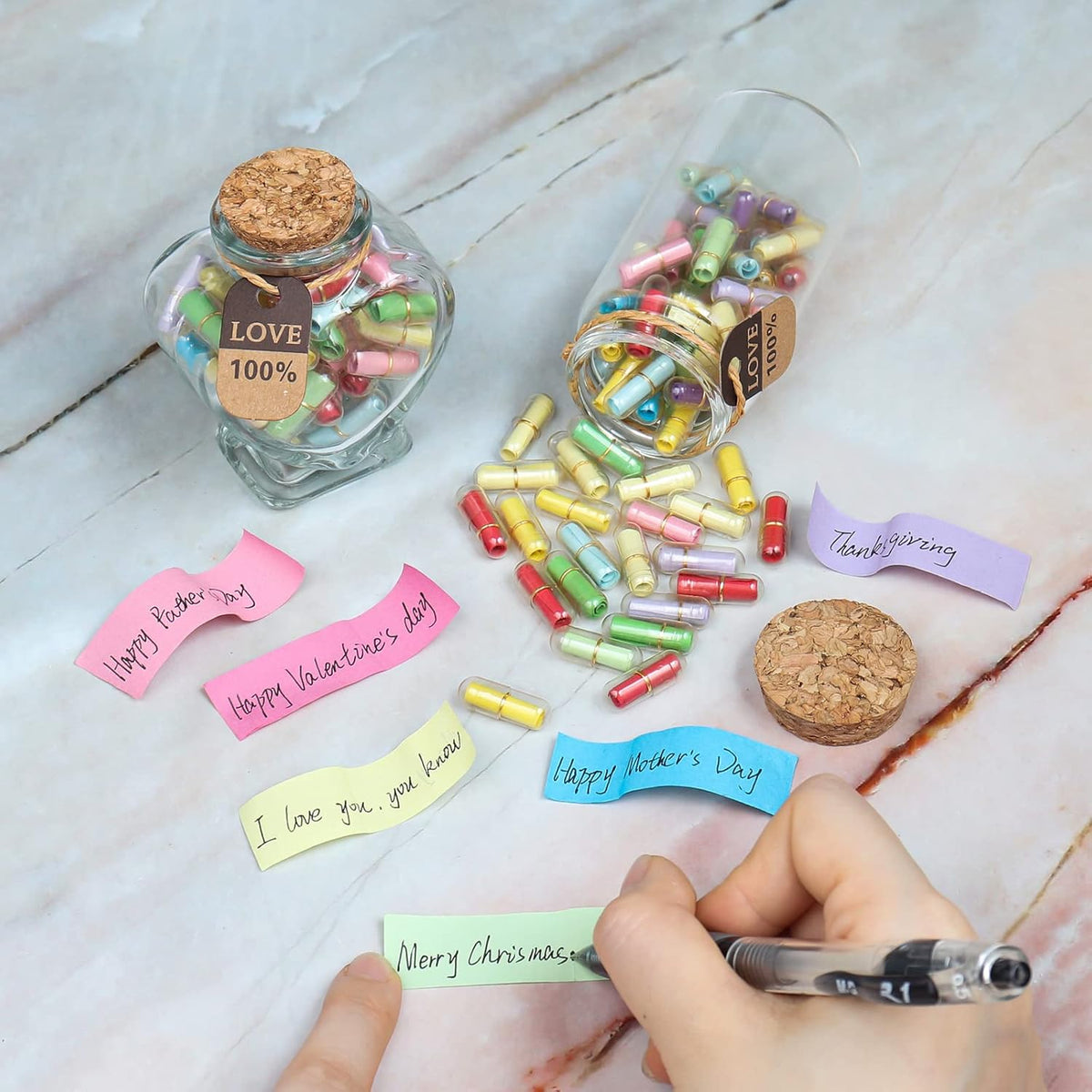 Capsule Letters Message in a Bottle,Lovely Notes Couples Gifts, Birthday Christmas Anniversary