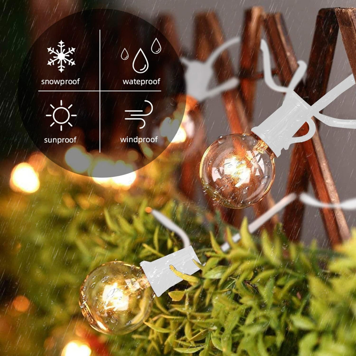 25Ft Outdoor Globe String Lights, G40 Edison String Lights with 27 Clear Bulbs, Waterproof