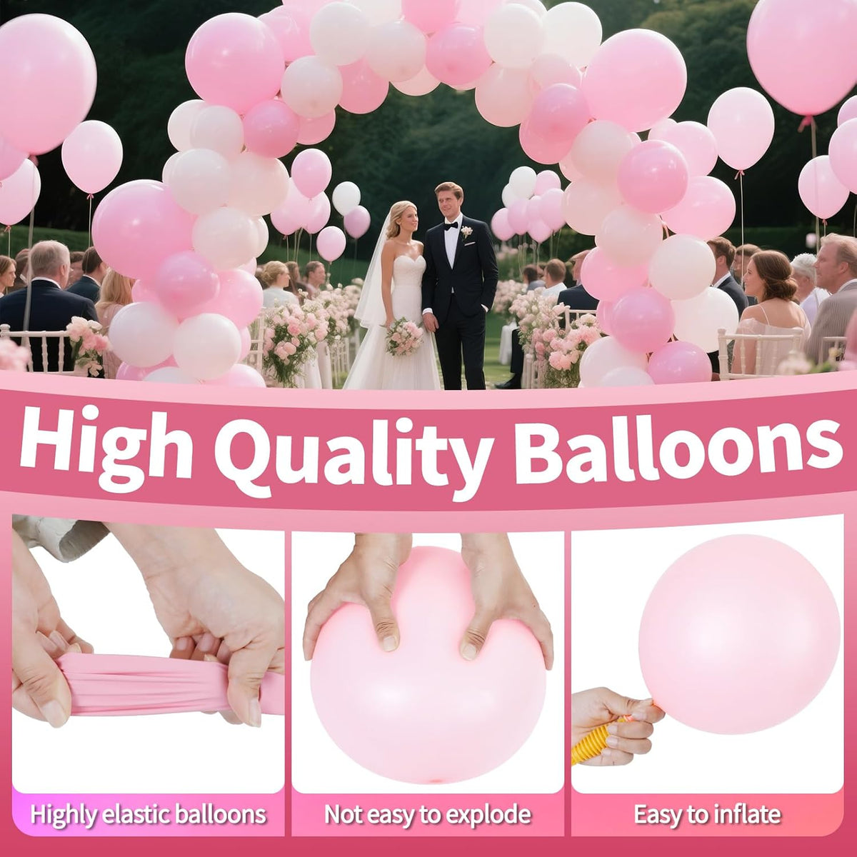 KAWKALSH Light Pink Balloon 12 Inch, 110pcs Latex Party Balloons Helium Bright Color for Birthday