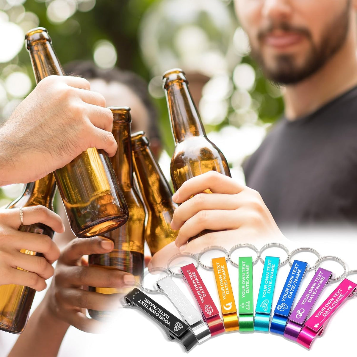 UBJVA Custom Bottle Opener Bulk Personalized Aluminum Bottle Opener Keychains with Text Logo Photo