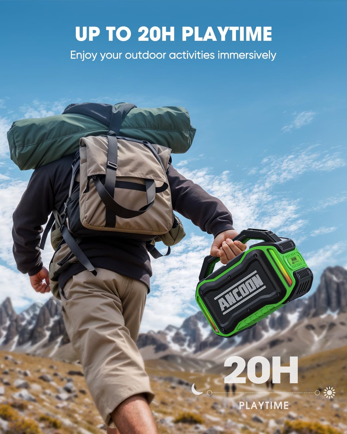 Speakers Bluetooth Wireless: 80W(Peak) Loud Speaker with Bass, 20H Playtime, IPX6 Waterproof, Large