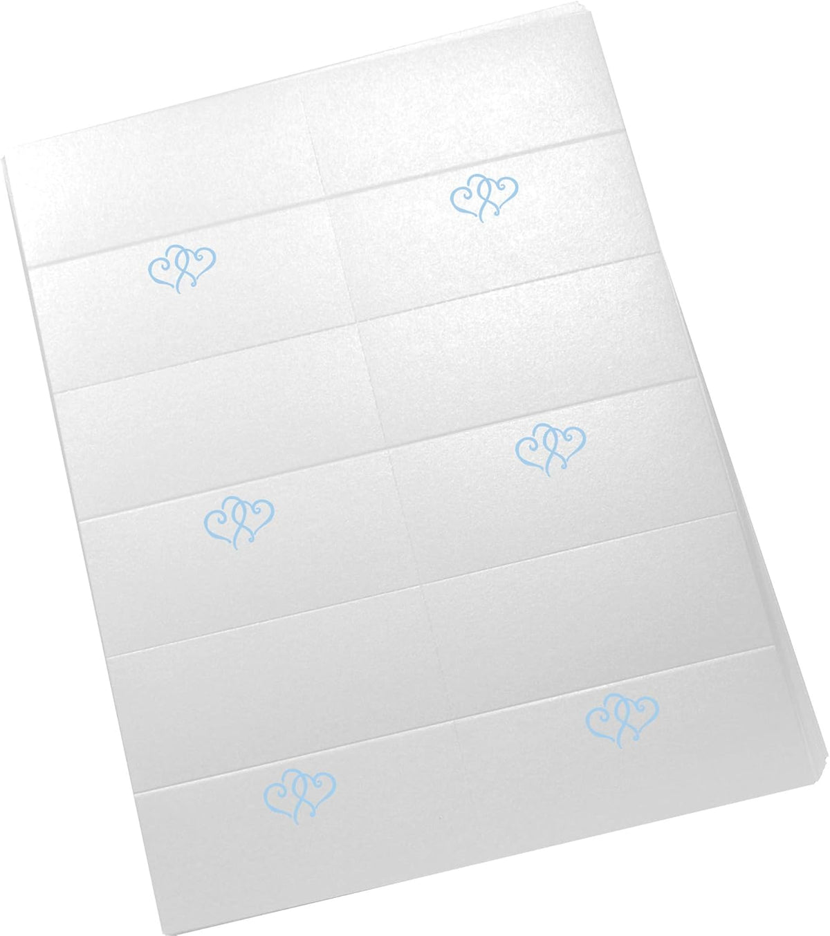 Linked Hearts Printable Place Cards, Light Blue (Choose Color), Set of 150 (25 Sheets), Laser &