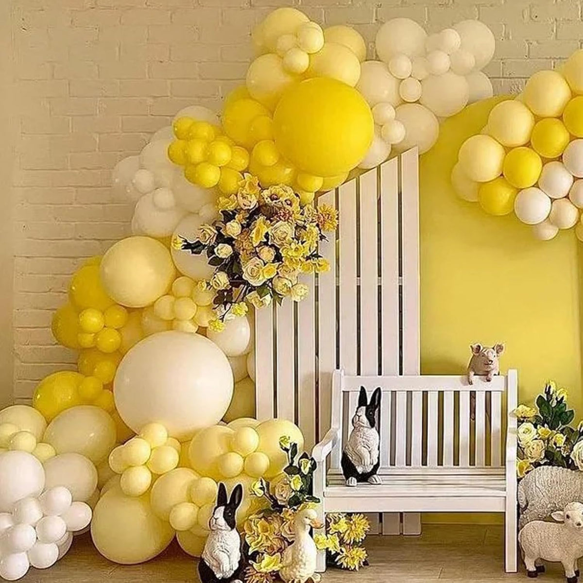 90pack Pastel Yellow Balloons Different Size 18/12/10/5 Inch Pastel Yellow Balloon Garland Arch Kit