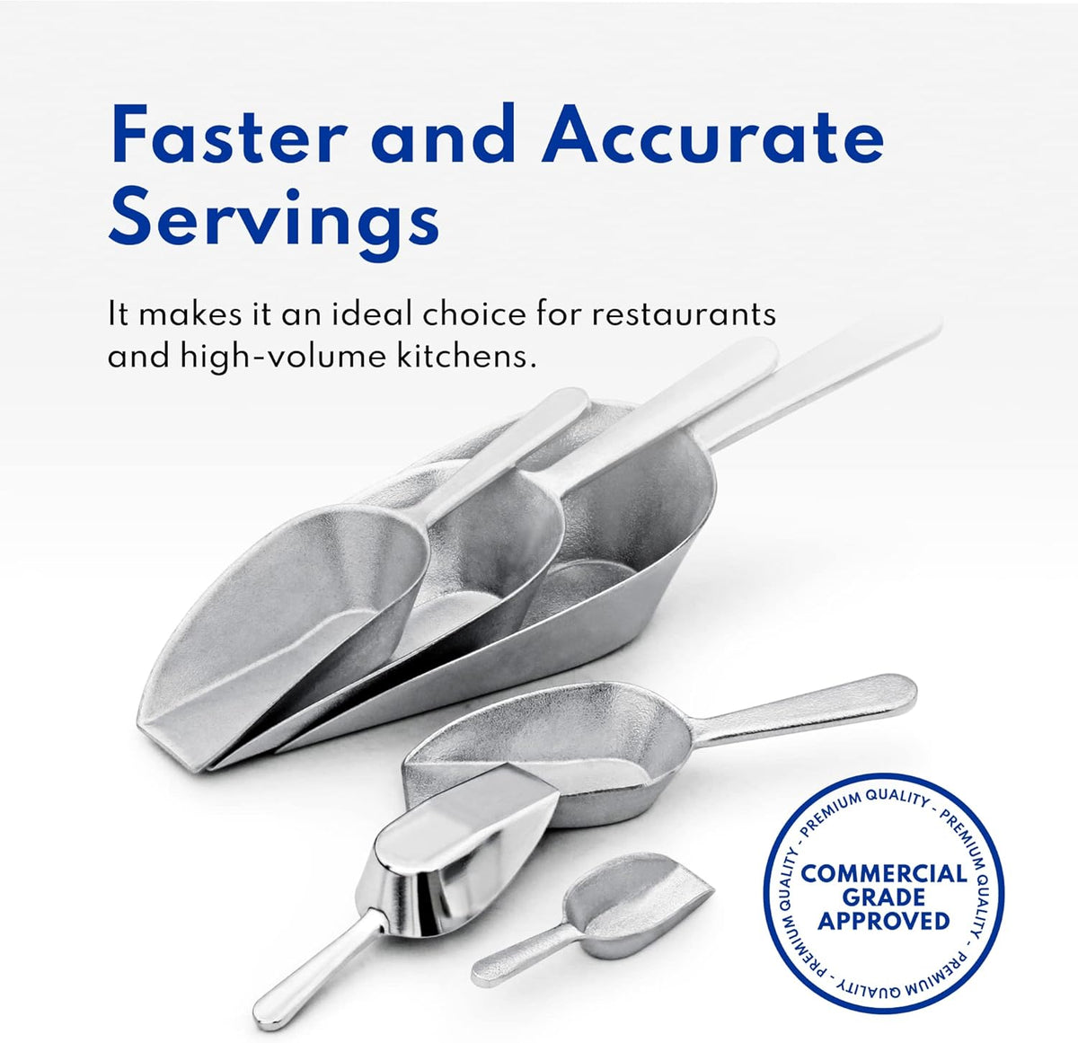 New Star Foodservice 34660 One-Piece Cast Aluminum Flat Bottom Bar Ice Flour Utility Scoop