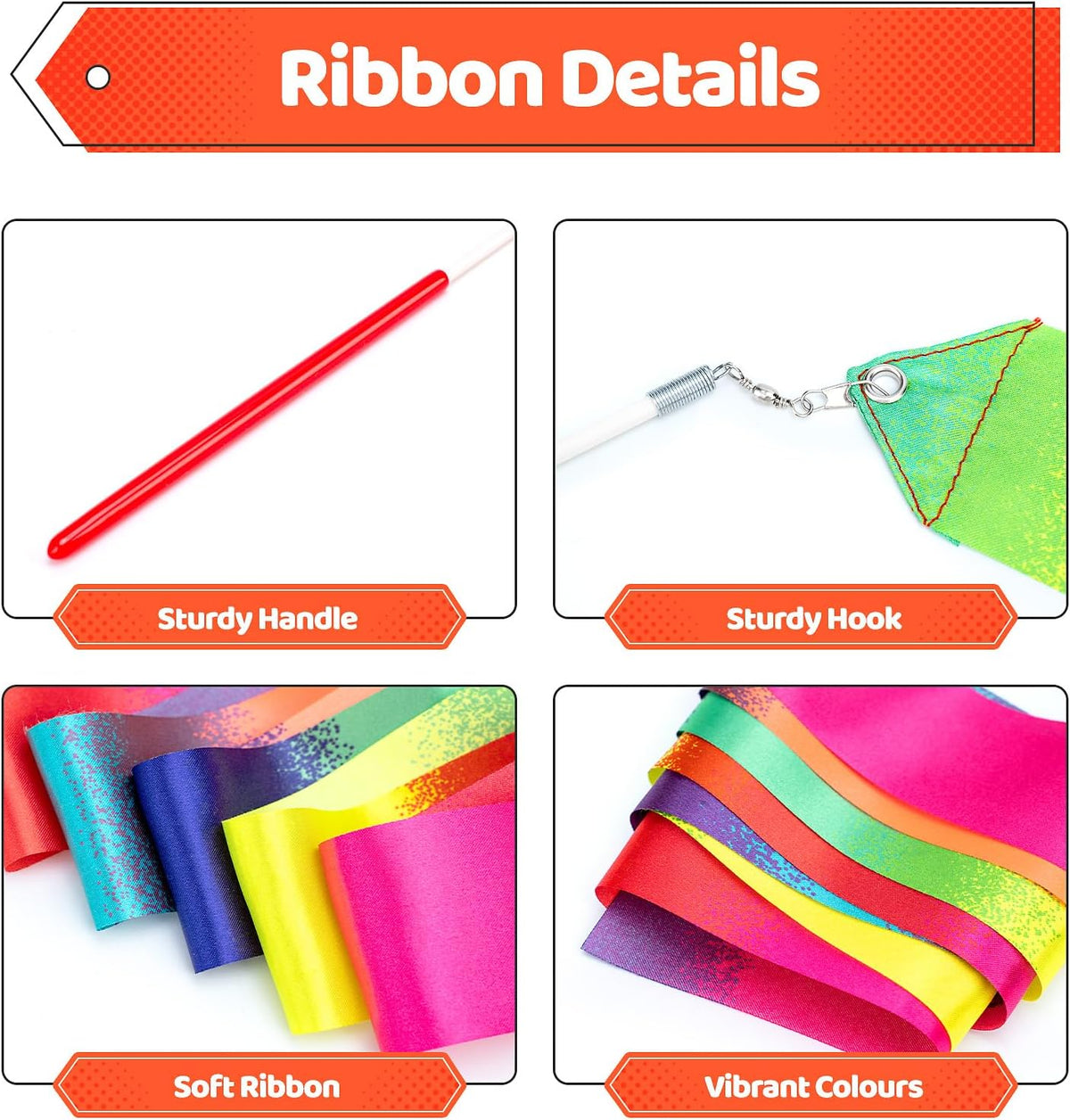 20 Pack Ribbon Dancer Wands for Kids,Rainbow Streamers Dance Ribbon,Party Favors Goodie Bags