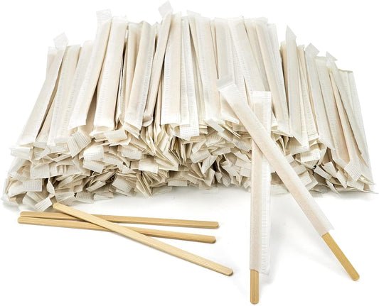 500Pcs Bamboo Coffee Stirrers Individually Wrapped – Coffee Stir Sticks 5.5 Inch, Stir Sticks For
